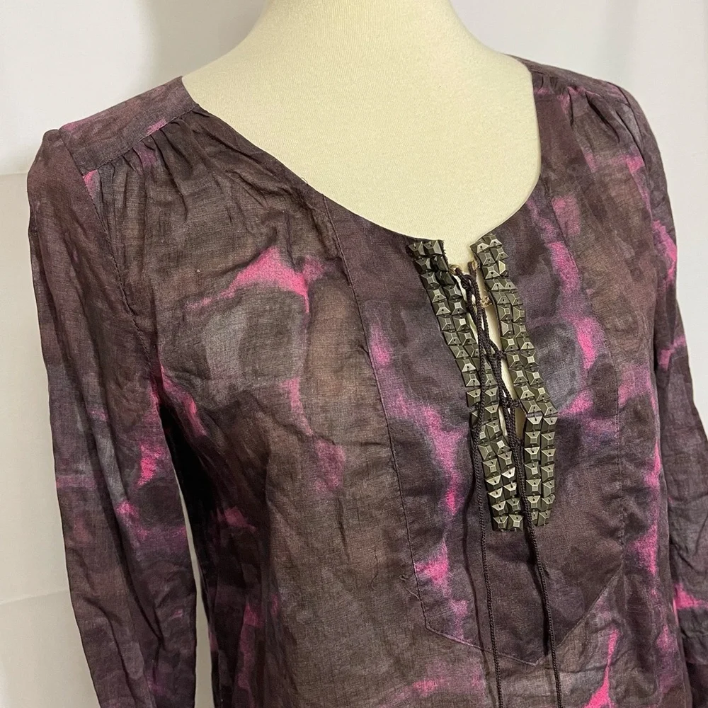 J. Crew Semi Sheer Tie Front Blouse